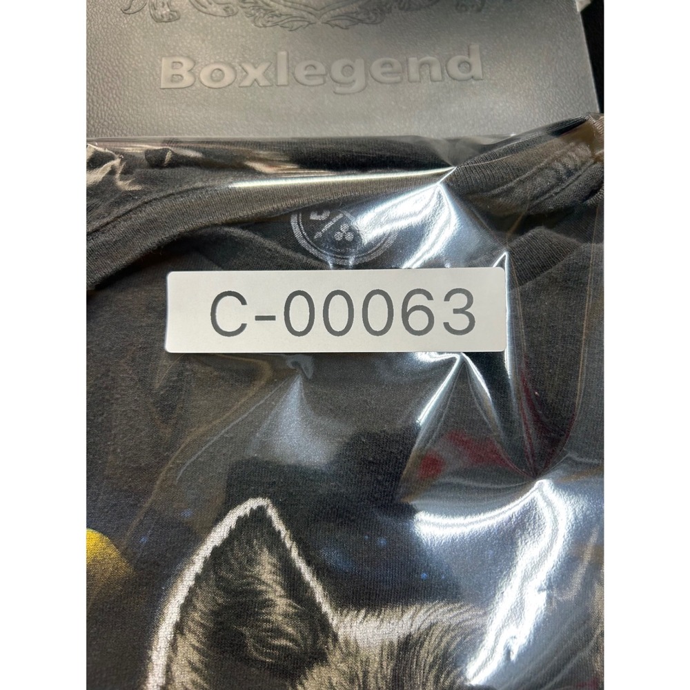 Mens DOM Wolf Graphic T-Shirt Black XL Nature Moon Forest Tee Faded - Picture 7 of 7